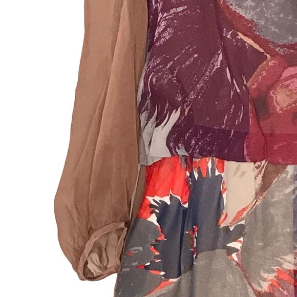 tibi New York Size 6 Viola Silk Chiffon Minidress Abstract Watercolor - Picture 7 of 16
